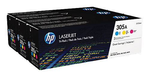 Картридж для принтера и МФУ HP 305A голубой/желтый/пурпурный 3 шт
